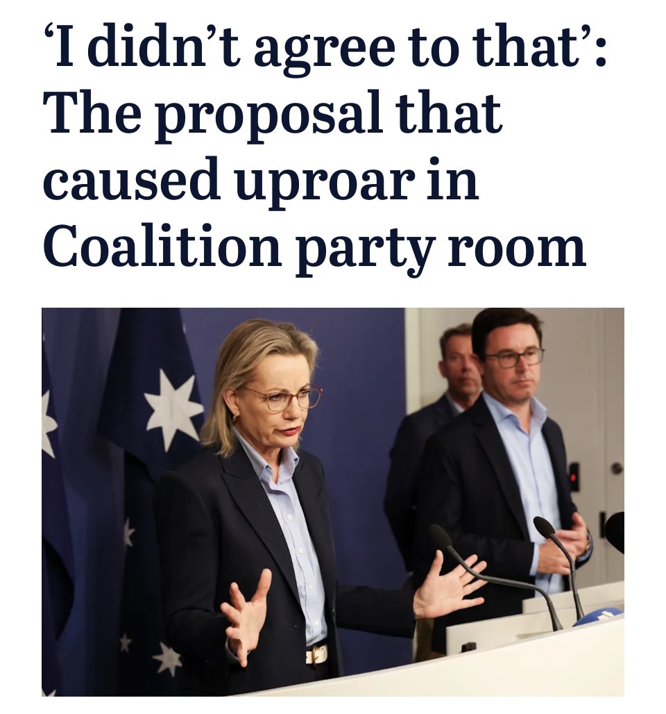 adamnicotera's tweet image. “I don’t think it will survive Labor’s cross-examination of it,” one Moderate MP said, adding that “my instinct is that we have conceded just about everything to the Nats”.

#auspol #Libsplit #libspill