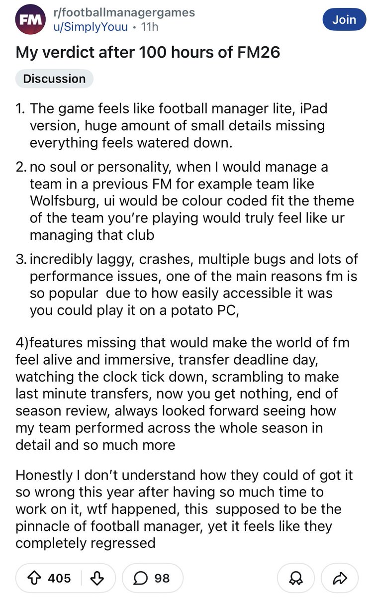 A damning verdict on Football Manager 2026… 😬