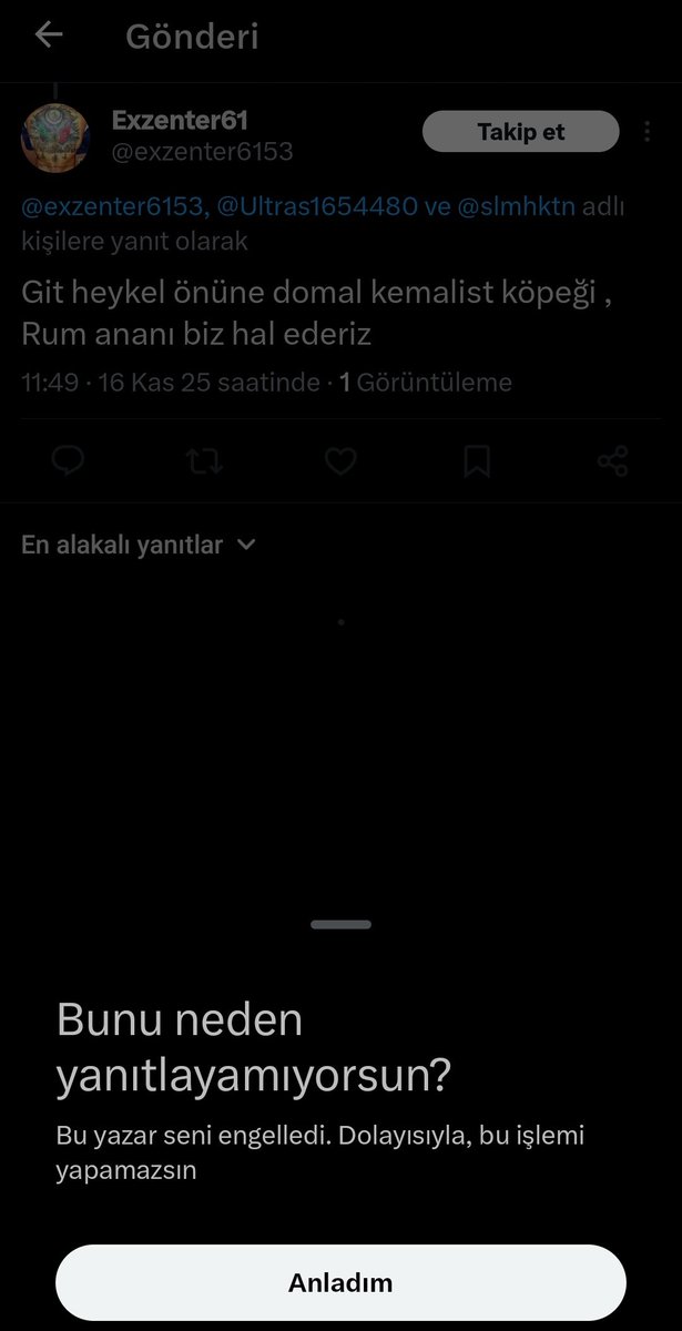 Ultras1654480's tweet photo. Yazıp engellemiş daha savunduğu adamın yönettiği ülkede yaşamıyor gurbetçi tohumu 😀 https://t.co/MkG3pFM4cu