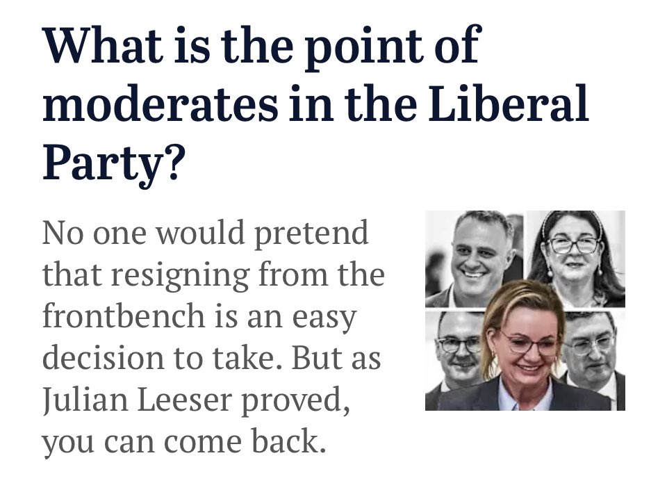 adamnicotera's tweet image. What is the point of the Liberal Party’s Moderate faction?

After six months of infighting over net zero, the federal opposition has adopted the Nationals’ climate change policy.

#auspol #Libsplit #libspill