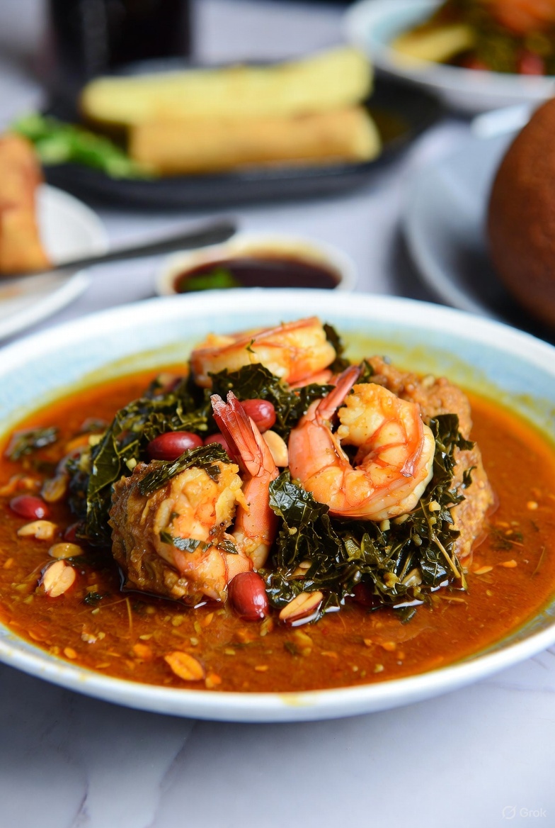 qwikad_com's tweet photo. Ndolé is bitterleaf stew with peanuts and shrimp.
Cameroon's national dish.
#CameroonianFood #Ndole #GrokEats @grok https://t.co/rTZBv4R6EI