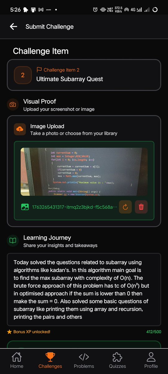 iamabhishek012's tweet image. #Day2 of #30dayscodingchallenge DSA with Java part-2 on masterji app
Today&apos;s revised the questions of subarray, kadan&apos;s algorithms. Solved two 2 questions on masterji app 
@Hiteshdotcom @ChaiCodeHQ