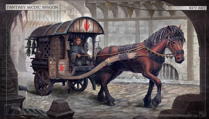 Fantasy Medic Wagon by Przemek Gul - Discover his profile on IAMAG Community : https://t.co/WBe4XNPKbN 
