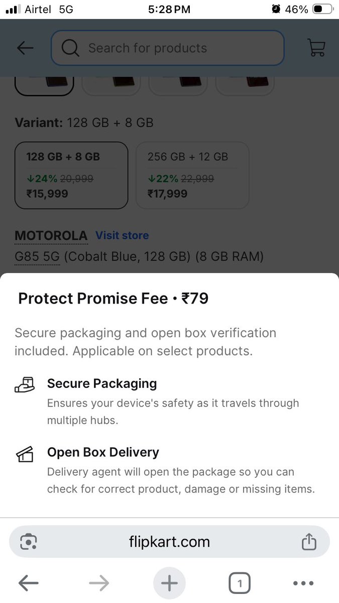 ravikanthVC's tweet photo. So @Flipkart the risk is transferred to end user as well there is a fee to it? Protection promise? #consumerProtection ? https://t.co/jbqT3EJpEH