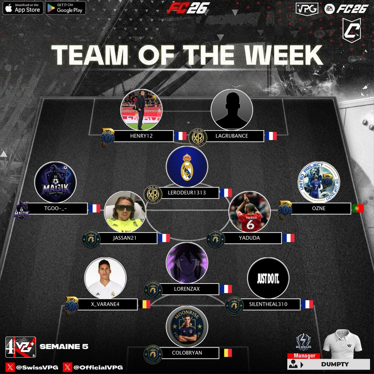 4️⃣ Ligue Promotion A &amp; B ⚔️Semaine 5 
🏆 TEAM OF THE WEEK – PROMOTION A &amp; B