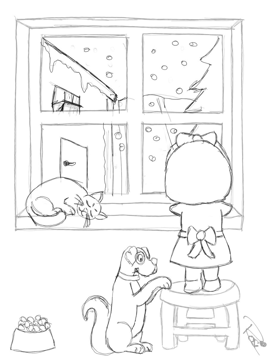 Lo que se daría por ver nevar a través de la ventana como hace esta niña. 
Que tengais una feliz semana!! Ya sabéis que podéis dejar vuestras sugerencias de qué os gustaría ver dibujado. Me encantaría leerlas.
Feliz domingo!! ☺️☺️