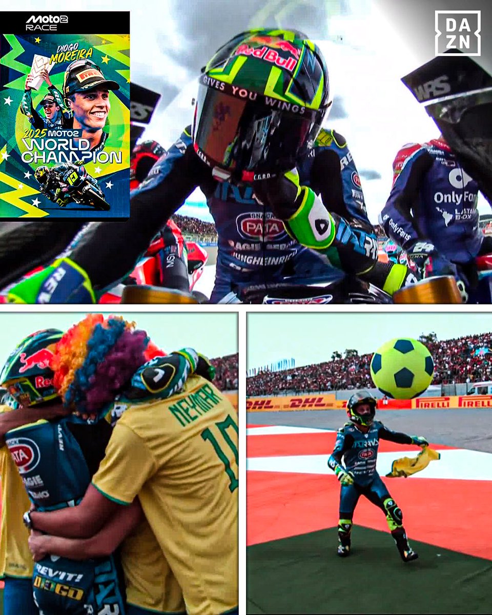DAZN_ES's tweet photo. BRASIL YA TIENE A SU CAMPEÓN DEL MUNDO 🇧🇷🏆

O REI MOREIRA. CAMPEÓN DE MOTO2 👏🏻

#ValenciaGP 🇪🇸 #MotoGP 🏁 https://t.co/4edeAFpaTf