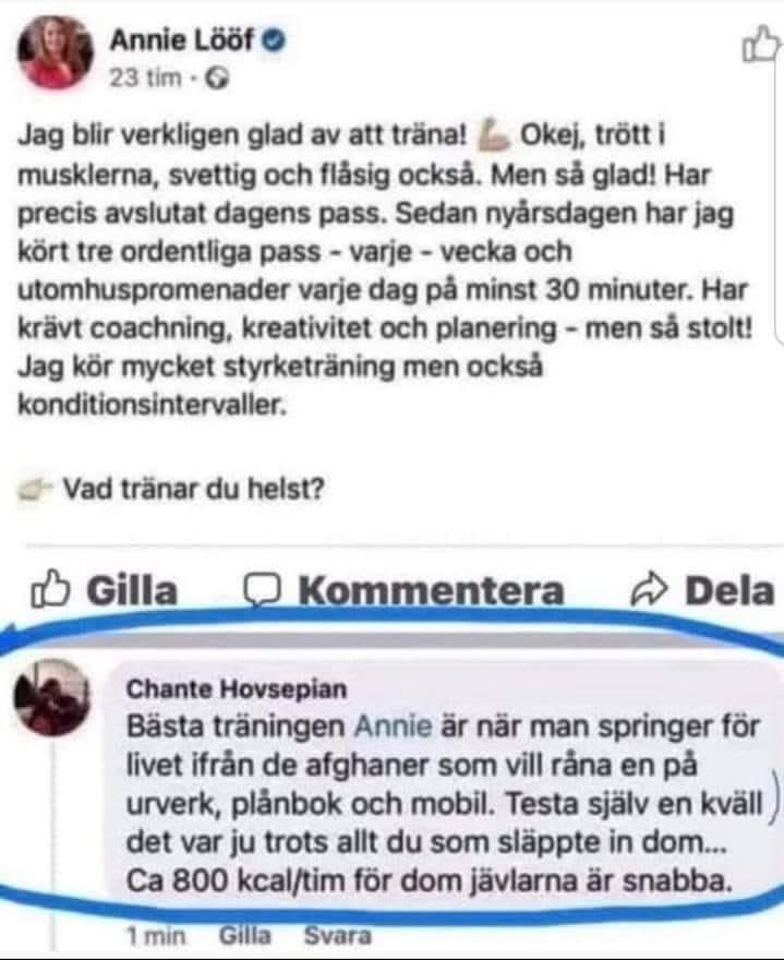 RamonaFransson's tweet image. Undrar vad Annie Lööf tänkte om kommentaren hon fick på sitt Facebook inlägg. 
Hat? Hot? 

Att det var skarp kritik mot hennes politik var nog totalt omöjligt för Annie att ta in, som det brukar vara bland alltför många politiker.