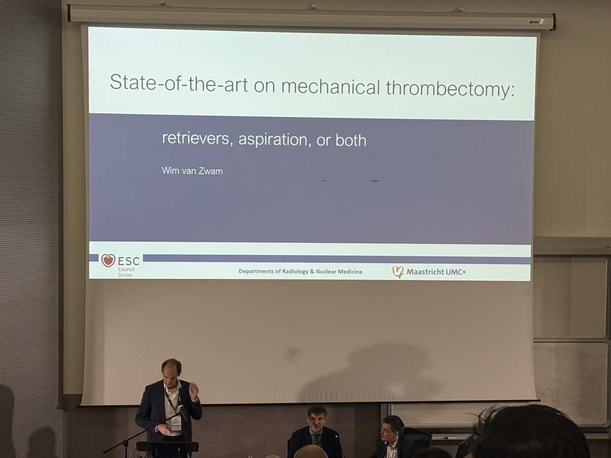 Prof. van Zwam delivering a state-of-the-art lecture on mechanical #thrombectomy - live from #ESCHeartandStroke and #Eurothrombosis! 

<a href="/MProiettiMD/">Marco Proietti MD PhD</a> <a href="/JacopoImberti/">Jacopo Imberti</a> <a href="/dariobongio/">Dario Bongiovanni</a> <a href="/ESCStrokeChair/">ESC Council on Stroke Chairperson</a> <a href="/ESCWGThrombosis/">ESC WG Thrombosis Chairperson</a> <a href="/escardio/">European Society of Cardiology</a>