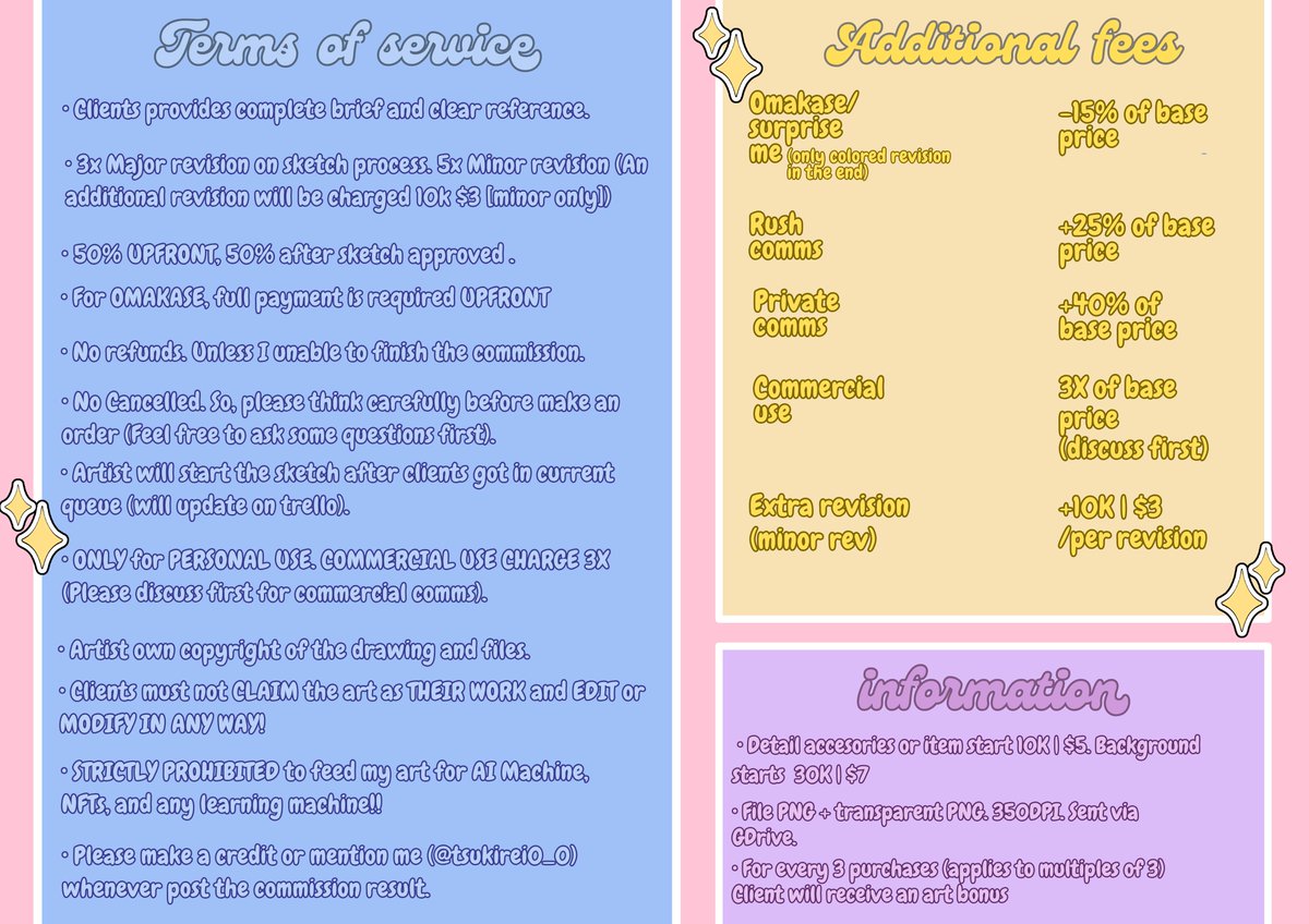 ~COMMISSION OPEN~
(RT &amp; Like are highly appreciated❤️)

Local and International🛒

100% made with love!! (˶ᵔ ᵕ ᵔ˶)♡

[Please, mention me after DM!^^]

📄More ToS &amp; Samples: tsukireino.carrd.co
💚Vgen comms: vgen.co/Tsukirei0_0
 #opencommission #VGenComm