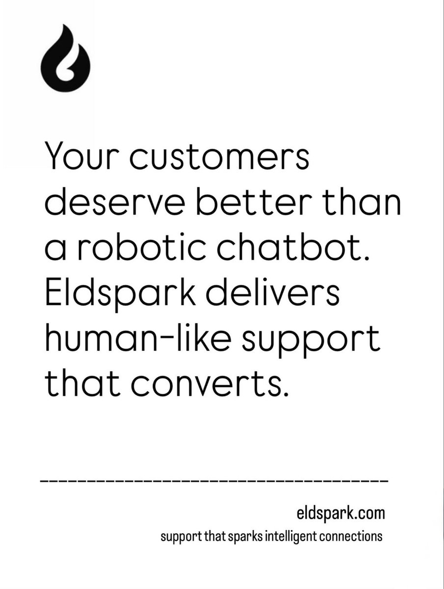 Eldspark_com's tweet photo. Eldspark is the new standard in customer support, fusing AI intelligence, real-time chat and voice communication, with human empathy into one seamless platform.
 #CustomerService #CustomerSupport #chatbot https://t.co/7pIwX7Hw1R
