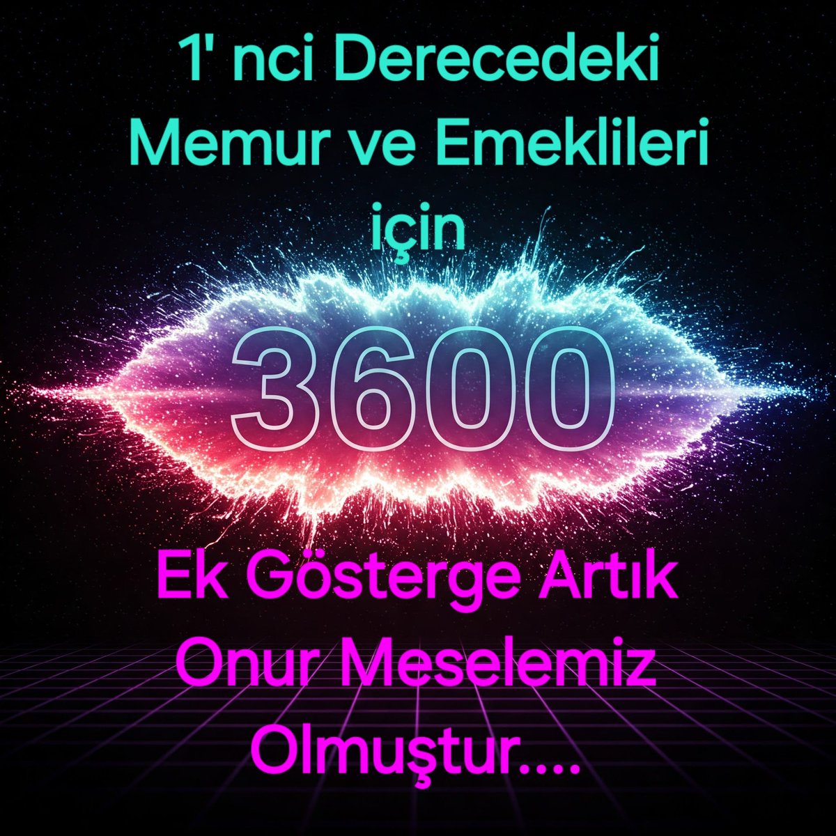 Hatırlatalım #BirinciDereceye3600 Ek Gösterge sözü verildi, yaklaşık üç yıl geçti!
Artık söz değil, icraat istiyoruz!#EmekliMemuradaSeyyanen
<a href="/RTErdogan/">Recep Tayyip Erdoğan</a> <a href="/dbdevletbahceli/">Devlet Bahçeli</a> <a href="/eczozgurozel/">Özgür Özel</a> <a href="/MDervisogluTR/">Müsavat Dervişoğlu</a> <a href="/isikhanvedat/">Prof. Dr. Vedat Işıkhan</a> <a href="/55erhanusta/">Dr. Erhan Usta</a> <a href="/cenginyurt52/">Cemal Enginyurt</a> <a href="/_aliyalcin_/">Ali YALÇIN</a> <a href="/OnderKahveci/">Önder Kahveci</a> <a href="/Akparti/">AK Parti</a>  @MHP