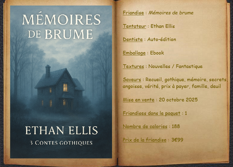 Voici "Mémoires de brume" d'Ethan Ellis. #autoédition
L'auteur mêle avec brio le deuil, couplé à la frontière entre souvenirs et oubli, entre lumière et obscurité, entre courage et abandon, entre ce que l'on choisit de conserver et ce qui nous est arraché.
booksfeedmemore.eklablog.com/2025/10/memoir…