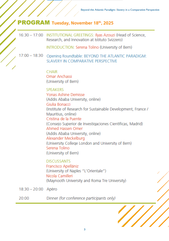 NmelisU's tweet photo. On 18–19 November we’ll be in Rome for Beyond the Atlantic Paradigm: Slavery in Comparative Perspective at the Istituto Svizzero.
A two-day deep dive into slavery, labour, and legal histories across the Islamicate and African worlds.
Join us — in Rome or online. https://t.co/F7ziZGmwfL