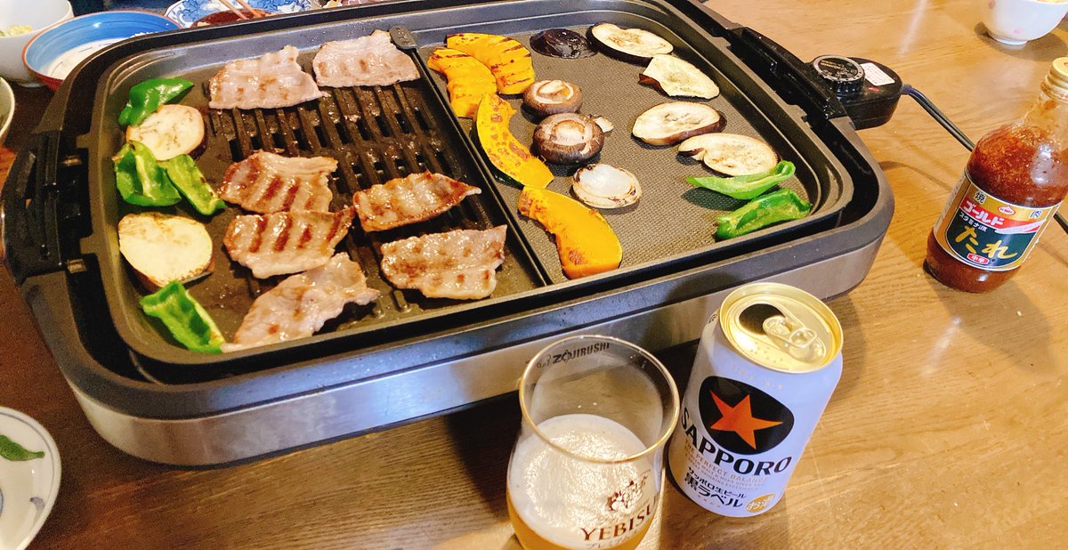 野焼き 久しぶりの焼肉美味しい😋