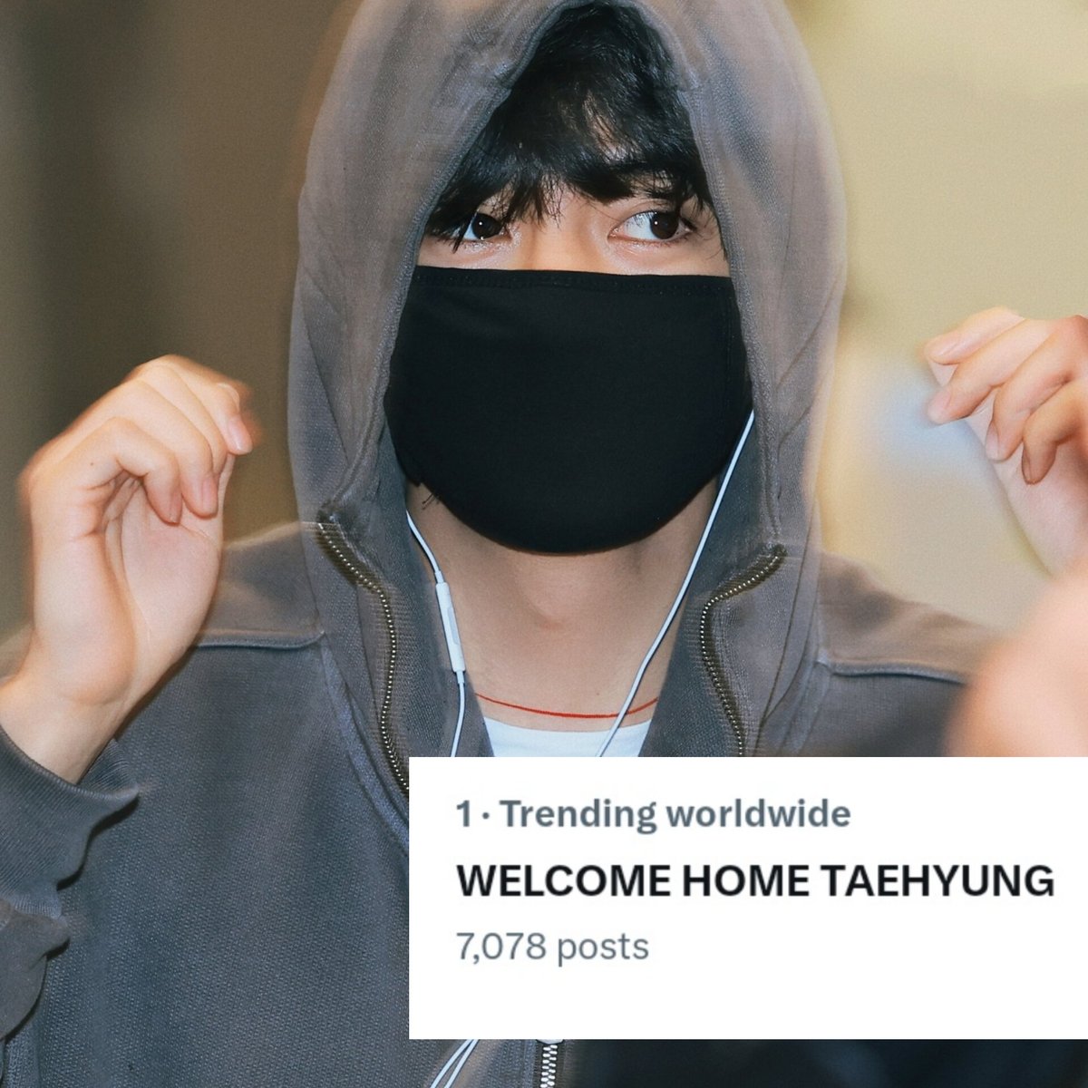 WELCOME HOME TAEHYUNG is trending at #1 Worldwide! 💜