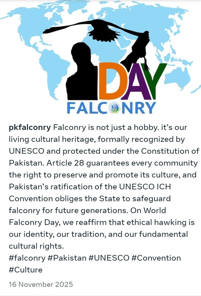 falconrypk's tweet photo. 16 November World Falconry Day 
#Unesco #Falconry #Pakistan https://t.co/TNzRiIpFwH