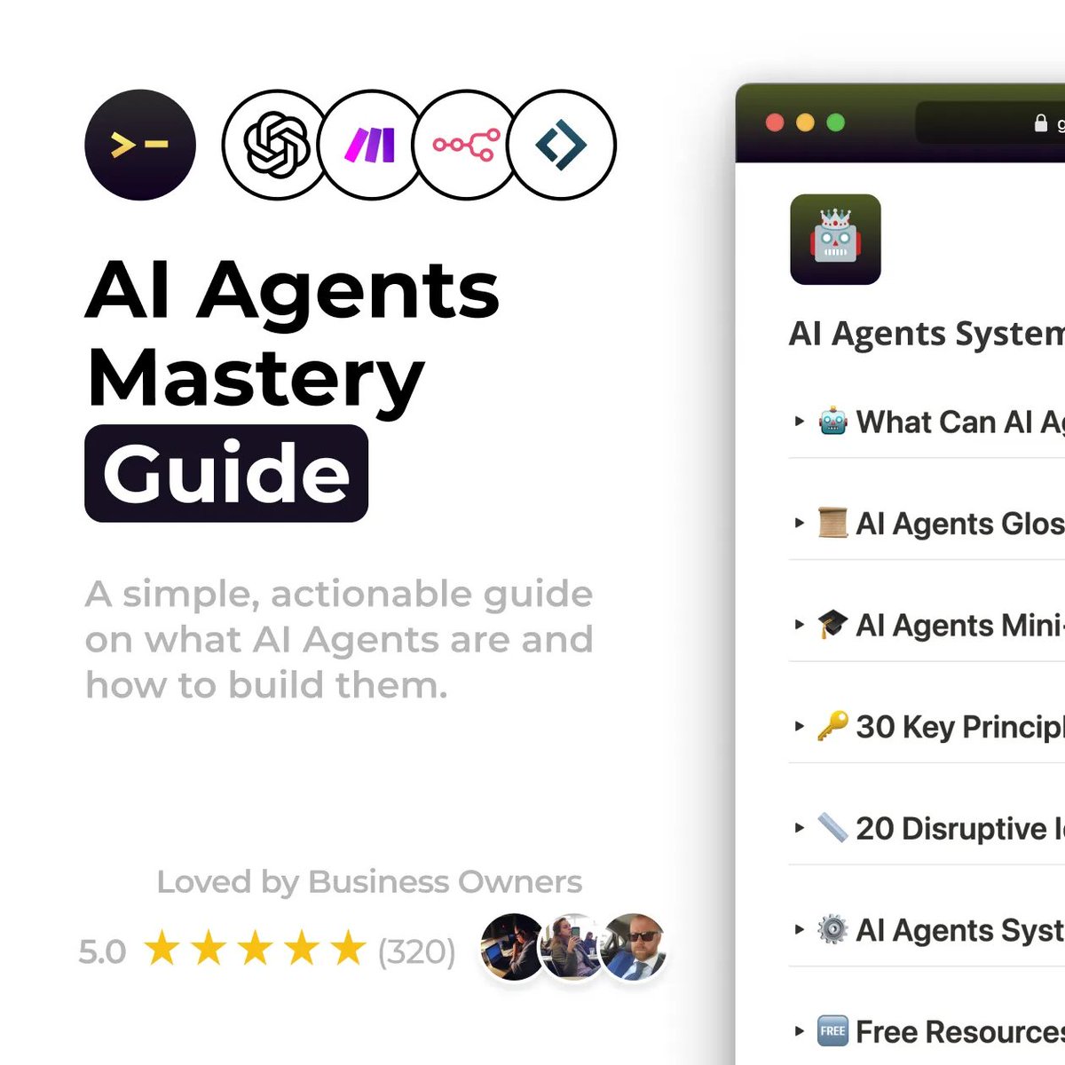 rryssf_'s tweet image. Everyone’s hyping up “AI Agents.”

But no one’s explaining how to build them.

So I made the AI Agents Mastery Guide.

You’ll get:

→ A complete mini-course
→ System prompt generator
→ Tools &amp;amp; templates
→ Disruptive ideas

Comment &quot;Agent&quot; and I’ll DM it to you.