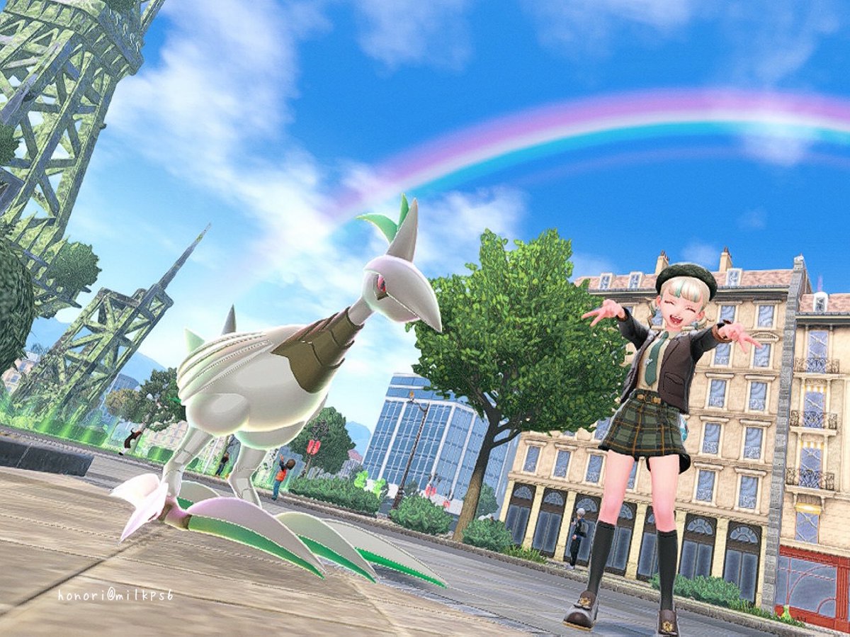 色違いエアームドに出会えました🪽 そして虹🌈✨ ZAの虹は割とすぐ消え