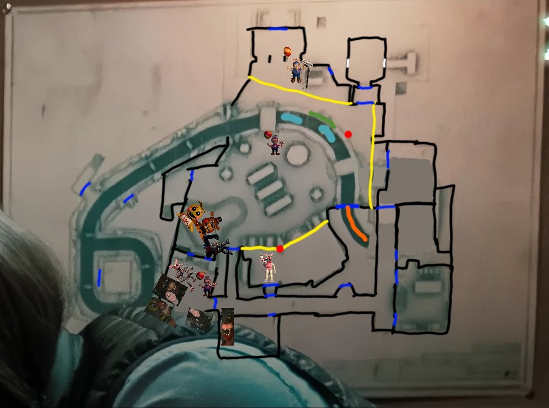 FredrickFAN97's tweet image. My map of the pizzeria and where the animatronics would be #fnaf2movie #fnaf2 #FiveNightsAtFreddys2 #fnafmovie #roblox
