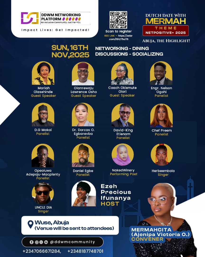 mermahcita's tweet image. #AbujaTheHighlight, It&apos;s #DutchDateWithMermah O&apos; Clock... Let&apos;s Clock It🥰🥰🥰

#NetPositive2025🎉

Networking || Dining || Impactful Conversations || Art Expressions 

📅: Today
📍: Wuse, Abuja (Reserved)

PS: For registration/enquiries, Call (07066671284 or 0903 168 7880)🔐✈️💅