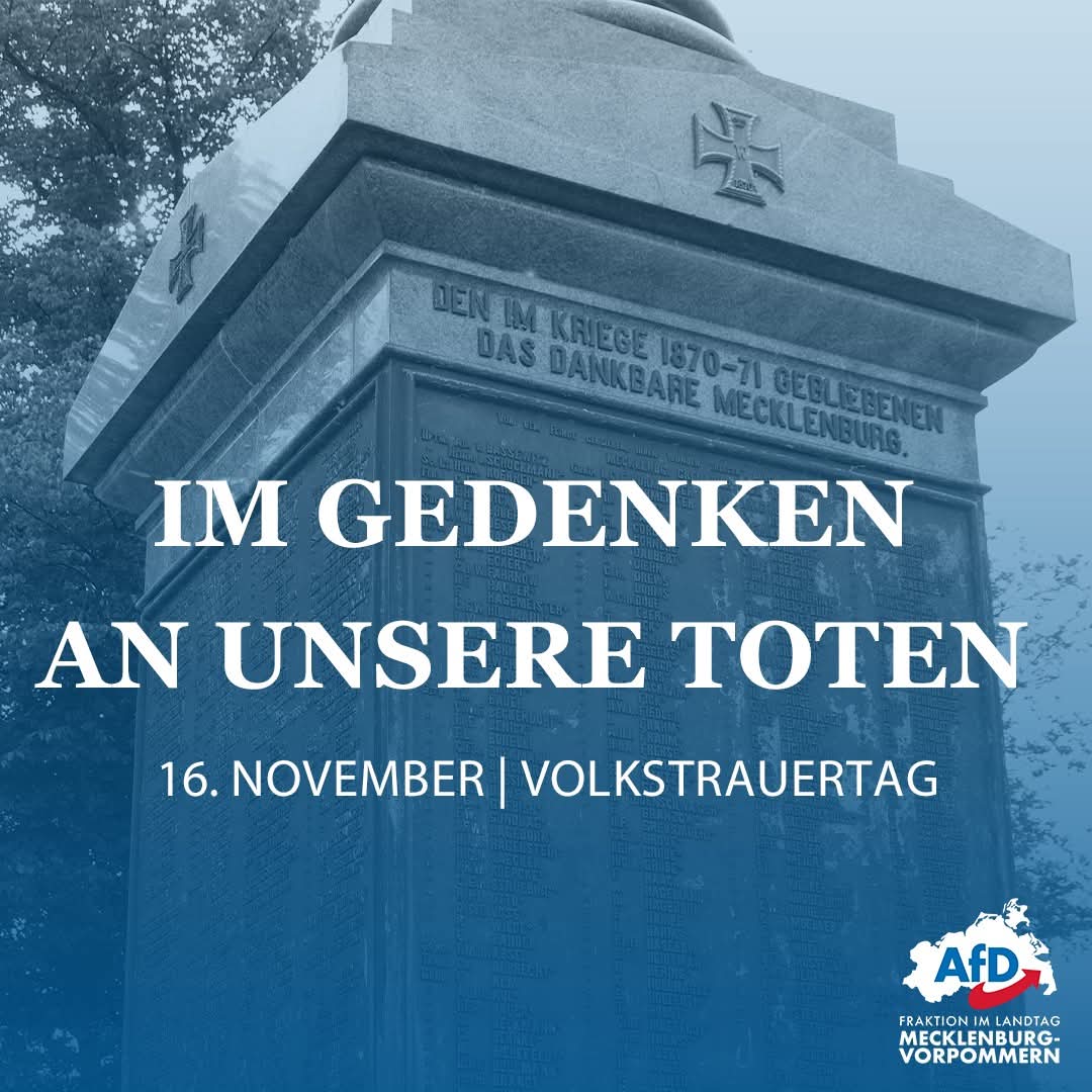 Am Volkstrauertag richten wir unseren Blick zurück und gedenken der Menschen, die in den Kriegen und Gewalthandlungen vergangener Zeiten ihr Leben verloren haben. Wir erinnern an unzählige Schicksale, an Leid, das Familien und Gemeinschaften geprägt hat, und an die dunklen