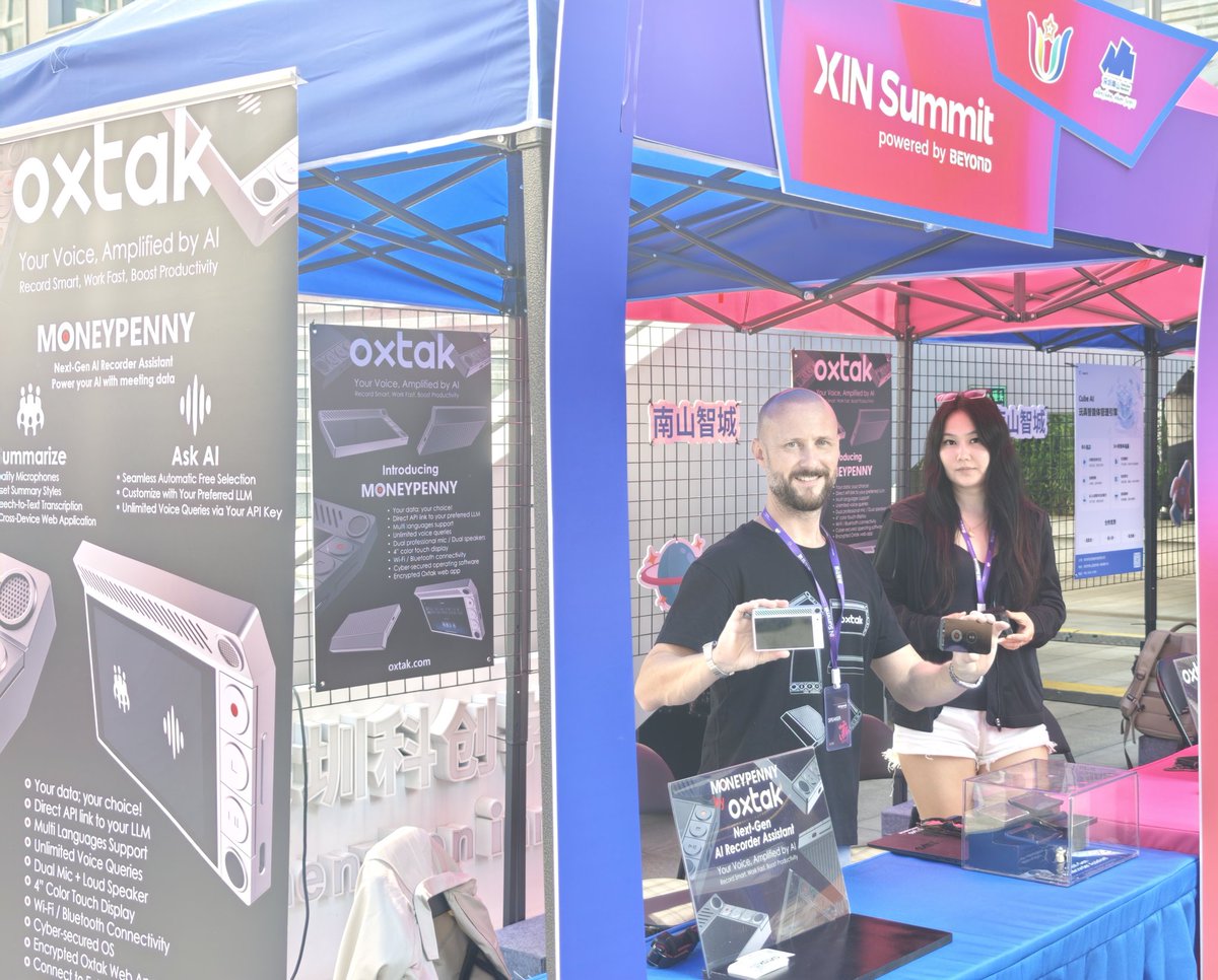 llepen's tweet image. Had an amazing time at the XIN Summit, sharing more details about our oxtak.com platform and unveiling our first hardware product, Moneypenny! 🤩 The audience was full of brilliant minds. Onward to CES in Las Vegas! 🚀