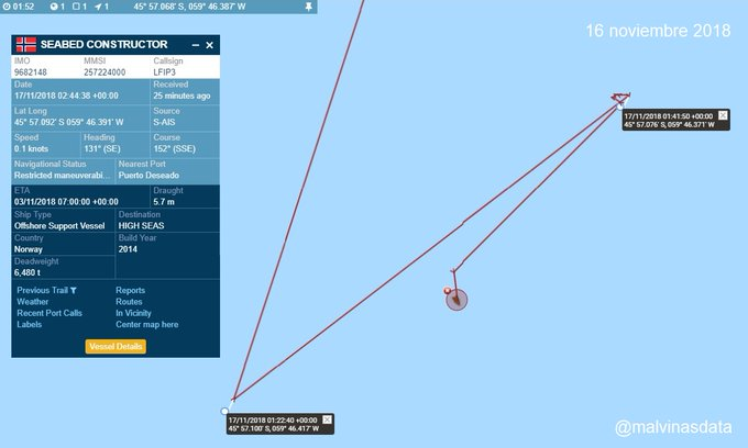 📊 #GráficoConHistoria 📚
Hace 7 años, a las 2 de la mañana UTC del 17 de noviembre, las 2200 del 16 de noviembre de 2018, hora de 🇦🇷, el buque Seabed Constructor daba por finalizada la búsqueda científica con el hallazgo del pecio del submarino S-42 ARA San Juan en el POI 24.
