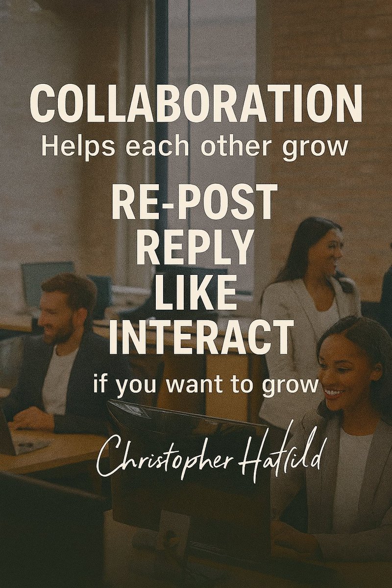 ChrisHatfieldCo's tweet photo. Growth is a team sport.
Drop your @ below 👇
Retweet. Follow. DM.
Support each other. Build together.
Let’s make collaboration the new currency.
— Christopher Hatfield
#Leadership #DirectSales #MarketingMatters #NottinghamDriven #ChrisHatfield #ChrisHatfieldNottingham
#Trending #Xtrending #XVerified #TwitterThread #GrowOnX
#Ai #Art #Viral #AIRevolution #Crypto #CryptoNews #Business #Entrepreneurs #EntrepreneurLife #MindsetMatters #MarketingTips #BuildInPublic #Networking #FutureOfWork #WednesdayWisdom #NottinghamBusiness #Motivation #MotivationDaily #MotivationMonday #Motivación
#grow #Growth #gain #Grok