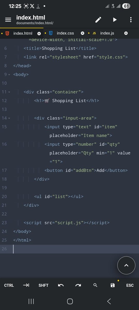ronaldtechguy's tweet photo. 🛒 Just built my Interactive Shopping List App using HTML, CSS &amp; JavaScript!

Add items, quantity &amp; price

Delete items

See total budget update in real-time

Learning DOM manipulation the fun way! 💻✨

#100DaysOfCode #JavaScript #WebDevelopment #CodingProjects #LearnToCode https://t.co/5FyL04723d