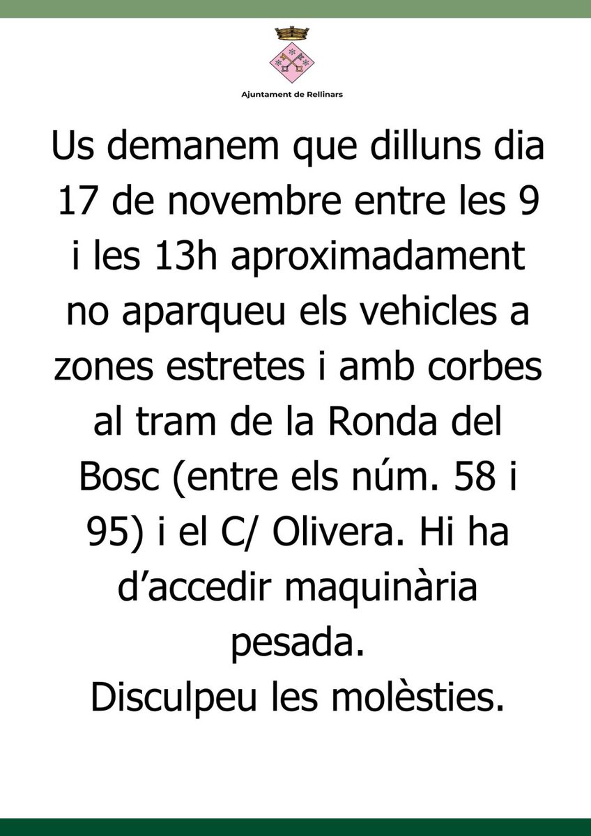 Avís Ronda del Bosc.