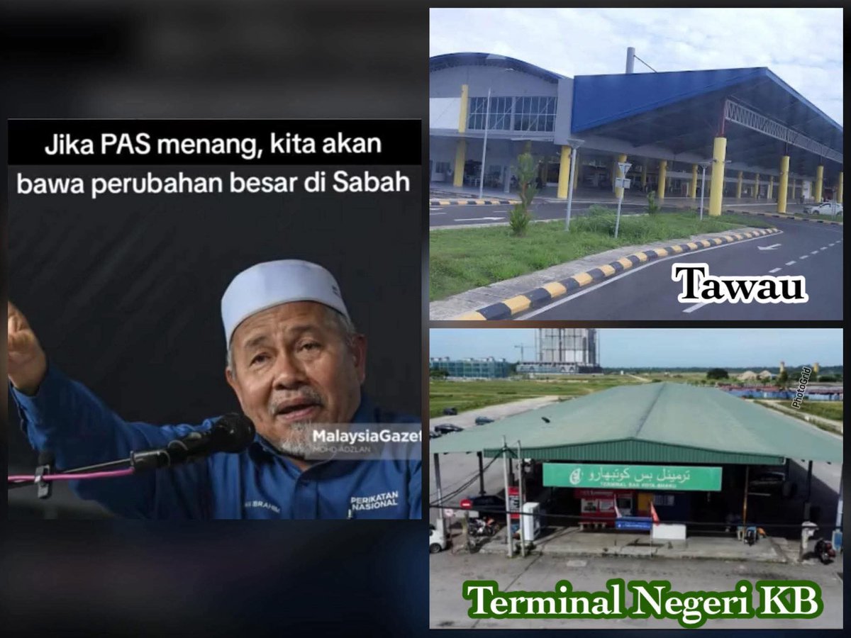 apanakdikato's tweet photo. PAS PN kata dekat rakyat sabah nak bawak perubahan besar dekat sabah

Tapi terminal BAS Tawau lagi cantik dari terminal BAS Kota Bharu..😌 https://t.co/NCjfSeL7Xk