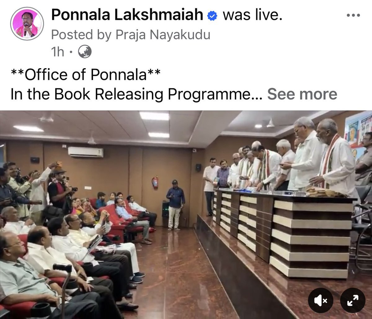 **Office of Ponnala**
In the Book Releasing Programme 
Deshoddharaka Bhavan , Basheer Bagh Hyd
Two Books of Senior Journalist , G Krishna with My Observations

అప్పుడు – ఇప్పుడు
( ఎప్పటికైనా సత్యమేవ  జయతే )

అనుభవాలు – జ్ఞాపకాలు
( శాశ్వత సామాజిక ప్రేరణే )

పొన్నాల లక్ష్మయ్య