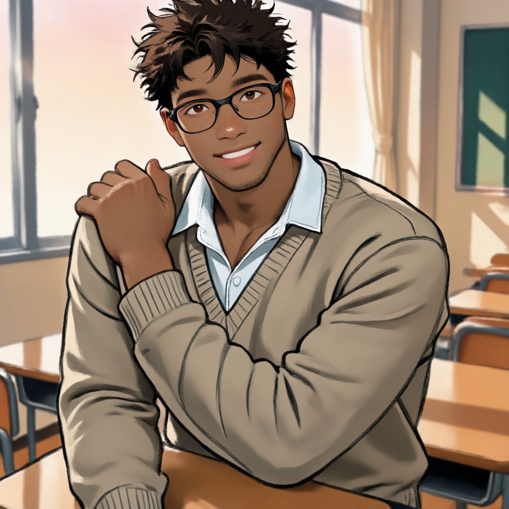 pickly_ai's tweet photo. B&amp;N: femboned's

Cute African male 😁
+ I am making a LoRA for African males, but I couldn't choose a style yet. 

Link to femboned's original gen:
https://t.co/KQiDrrxHtc

Model: Tsubaki
LoRA: sketched watercolor, africano (temp) https://t.co/jFPm0YC3w7