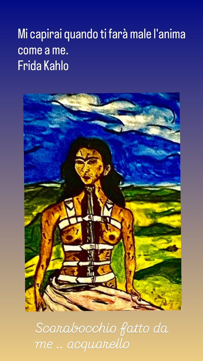 Mi capirai quando ti farà male l'anima
come a me.
Frida Kahlo

Lo scarabocchio fatto da
me ad acquarello! 
#LovEly