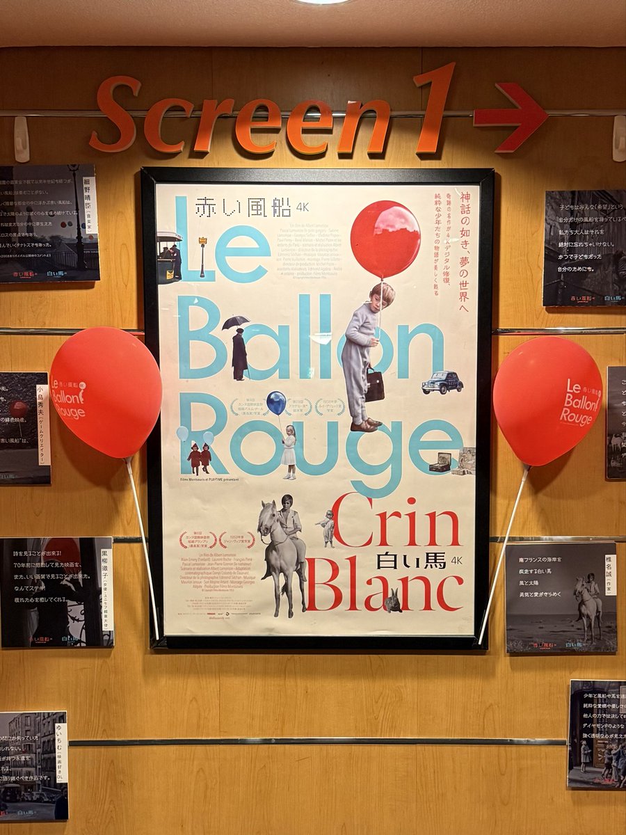 aboutthirdrow's tweet image. アルベール・ラモリス『赤い風船』と『白い馬』の二本を鑑賞。どちらも約70年前の作品なのに、どうやって撮ったのかまったく分からない場面に驚愕した。もちろん、そうしたギミックばかりが前に出るのではない、映画そのものとして素晴らしく魅力的で、アクション映画としても堂々たる出来栄えだった。