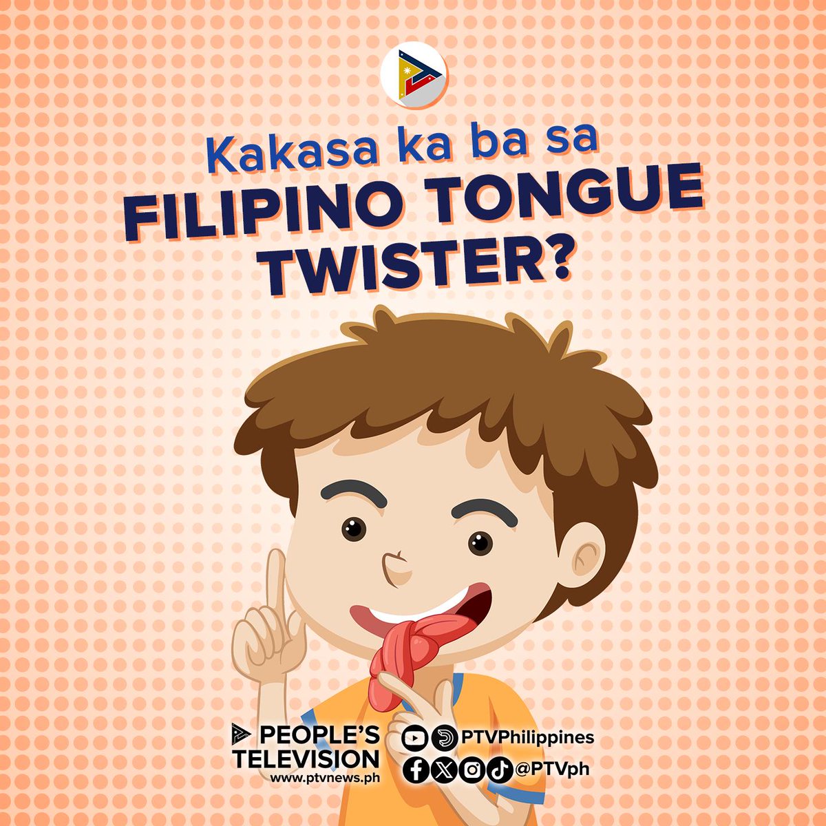 PTVph's tweet photo. 𝗠𝗔𝗬 𝗔𝗟𝗔𝗠 𝗣𝗔 𝗕𝗔 𝗞𝗔𝗬𝗢𝗡𝗚 𝗙𝗜𝗟𝗜𝗣𝗜𝗡𝗢 𝗧𝗢𝗡𝗚𝗨𝗘 𝗧𝗪𝗜𝗦𝗧𝗘𝗥?🤔
#AlamMoBa? 🦉🤪Bagama’t nakakabulol at minsan ay nakakatawa, #DiMoIisipingMaySense pala ang “tongue twisters” sa ating pagbigkas at pananalita.
(1/2) https://t.co/uhE4yh1x2v