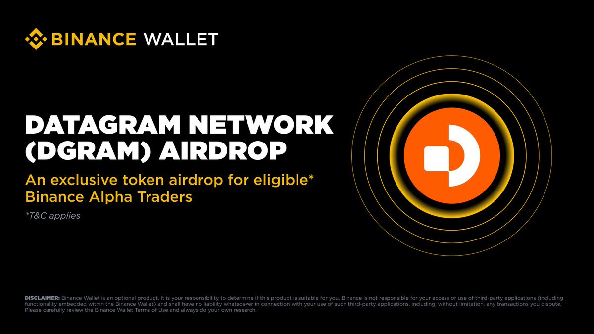 BinanceWallet's tweet image. Binance Alpha will be the first platform to feature Datagram Network (DGRAM) on November 18.

Eligible users can claim their airdrop using Binance Alpha Points on the Alpha Events page once trading opens. Further details will be announced soon.

Please stay tuned to Binance’s…