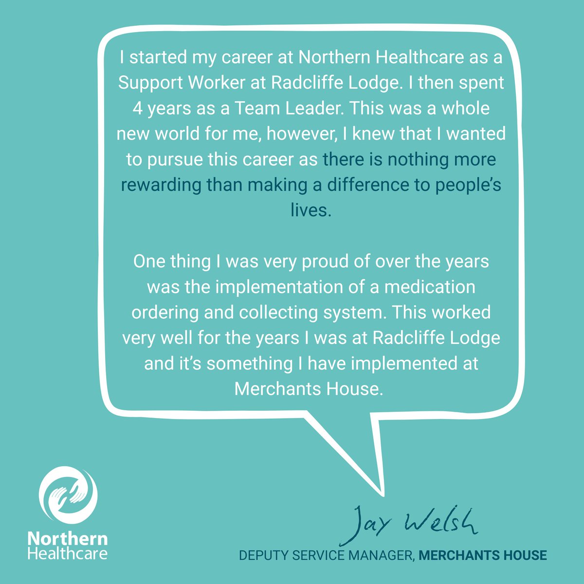 Northern_HC's tweet image. This month, we’re continuing to celebrate the everyday moments of growth that shape who we are at Northern Healthcare, and today, we’re proud to shine a light on Jay Welsh, Deputy #ServiceManager at Merchants House. We’re incredibly proud to celebrate Jay’s journey 💙

#WeAreNHC