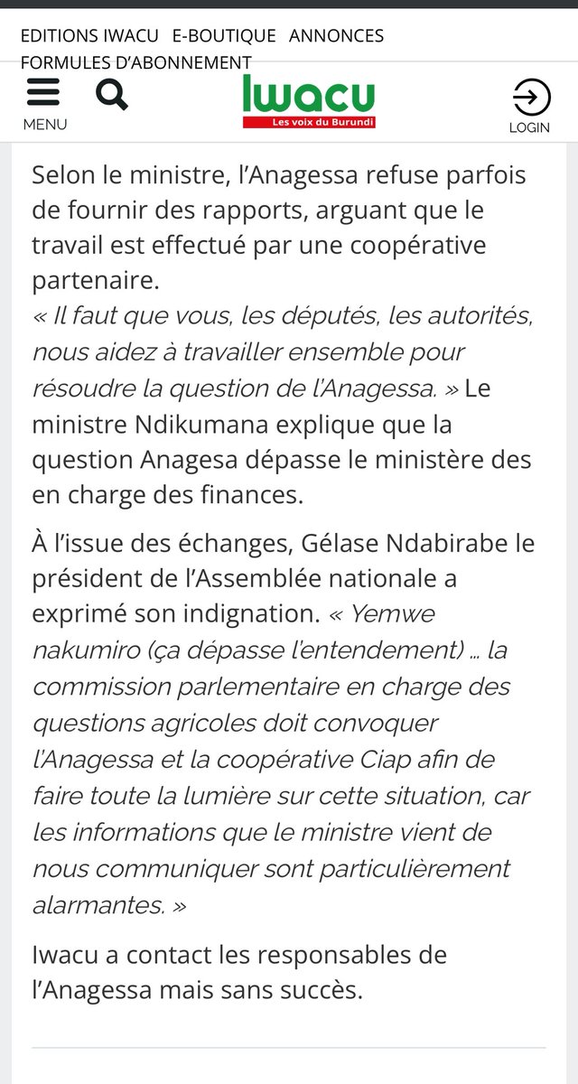 Iyi #ANAGESSA nimwe muma cas d’étude yukuntu uburyo bw’igihugu buzimangana hakabura urwego na rumwe rushobora kugira nico ruvuze

Nimba #Finances y’autoriza ko bakoresha amahera y’igihugu ark ikarinda gutuma <a href="/nshingamateka/">Inama Nshingamateka</a> kugira Ibaz ukwakoreshwa, #Turushe_Tukiriko! <a href="/BurundiGov/">Bureau du Premier Ministre</a>