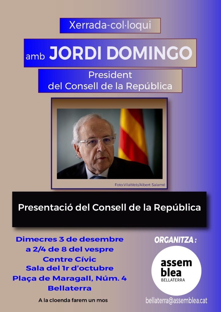 El 3 de desembre, a Bellaterra, comença el cicle ‘Països Catalans, darrera colònia d’Espanya’ amb Jordi Domingo
 👉🏼ift.tt/31tS7Hy    <a href="/assemblea/">Assemblea Nacional Catalana</a>  

ANC de Bellaterra ja té a punt el nou Cicle de xerrades per aquesta temporada: “Països Catalans, darrera colònia d’Espanya…