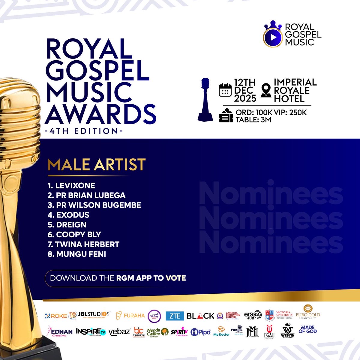 nominations.royalgospelmusic.com follow this link and Vote your Male artist of the Year. 
#RGMAwards25 #GospelArts