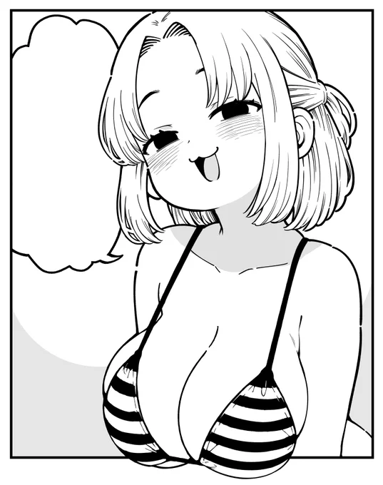 枠線に胸乗せる表現描いてみたかった 