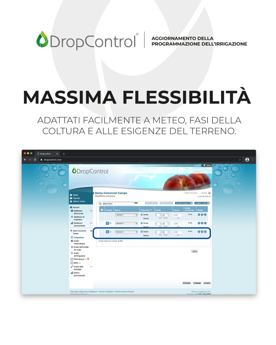 WiseconnEurope's tweet image. Un template di irrigazione ti permette di costruire un programma efficiente una volta e riutilizzarlo per tutta la stagione. Una gestione semplice, flessibile e immediata per ottimizzare ogni intervento💧🌱

#DropControl #IrrigazioneDiPrecisione
