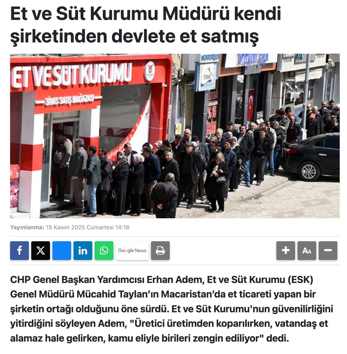 Kendi bakanlığına dezenfektan satan Bakan ✅

Depremde çadır satan Kızılay Başkanı ✅

Kendi kurumuna et satan Et ve Süt Kurumu Genel Müdürü ✅