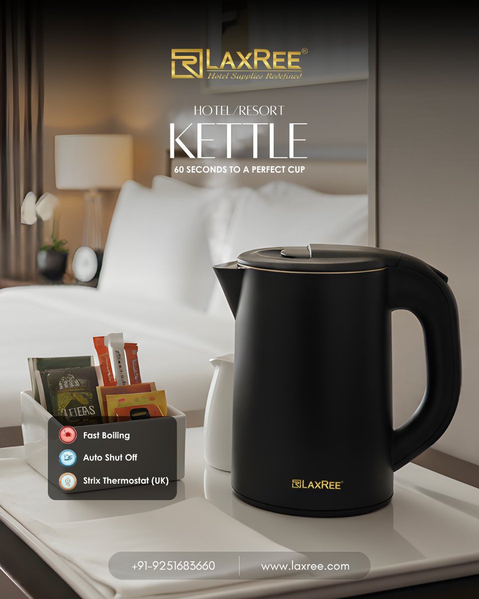 LaxReeOfficial's tweet image. LaxRee Room Amenities - Kettle

Upgrade your in-room amenities
📞 +91-9251683660
🌐 laxree.com

#LaxReeAmenities #HotelSuppliesRedefinedTrending #HotelKettle #Kettle #StrixThermostat #FastBoiling #HotelDesign #HotelTech #Trending #GuestRoom