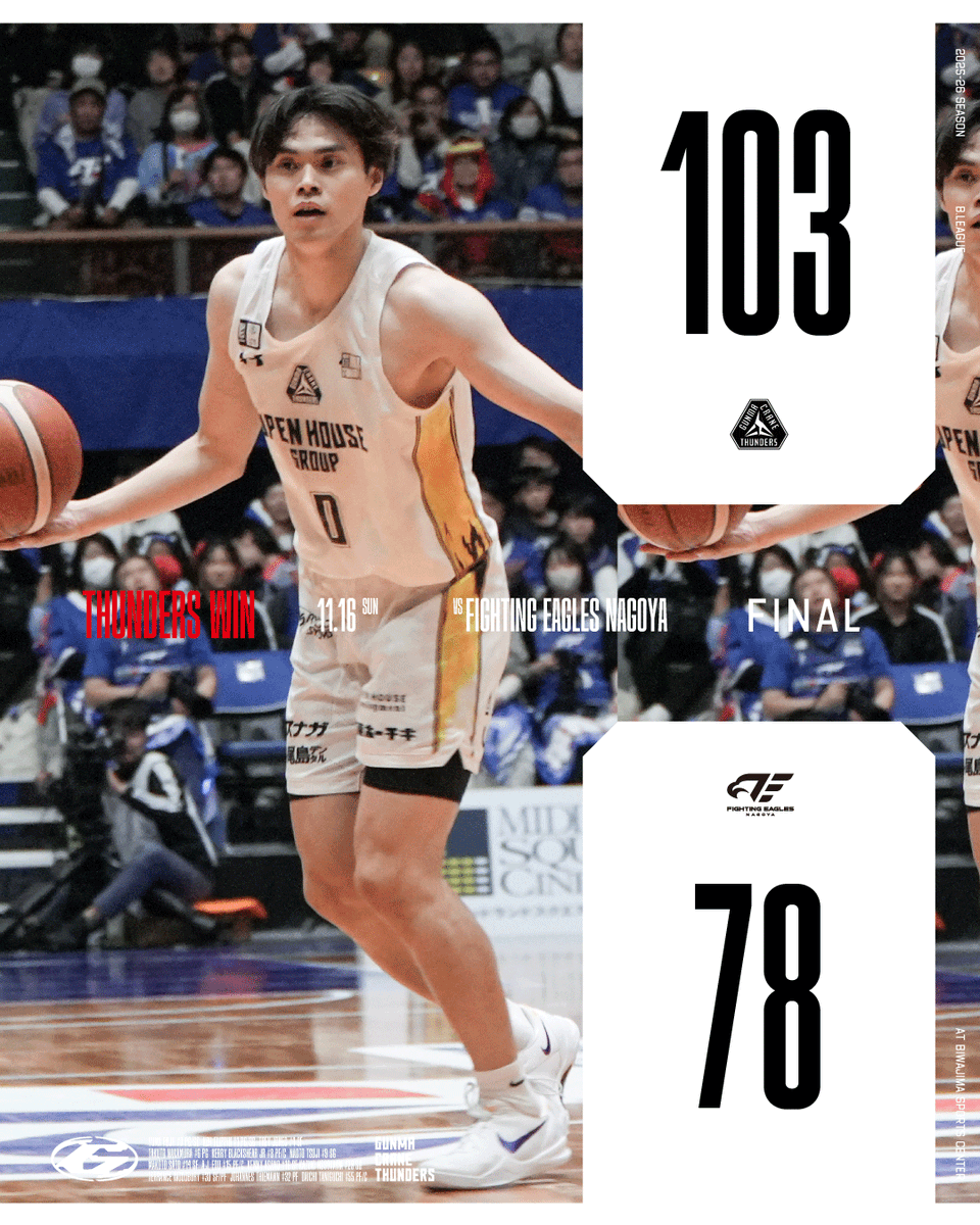 ⚡️試合レポート⚡️ 11/16(日) #群馬クレインサンダーズ 103-78