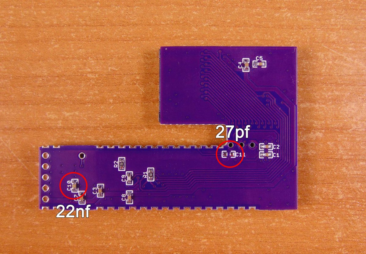 Testing the new Board-C with 2 new capacitors showed
The 22nf capacitor (for MegaEverdrive Pro) works perfectly and does not require soldering an external one.
The 27pf capacitor (ZCLK filter) cannot be installed on Board-C boards. It only worked once on the VA2 console.