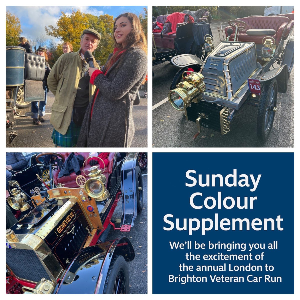 On the Sunday Colour Supplement, we’ll be bringing you more of the fun and excitement of this year’s London-Brighton Veteran Car Run, including meeting the most famous car of them all, Genevieve. Listen from 2pm radioredhill.uk/scs/ #SundayColourSupplement