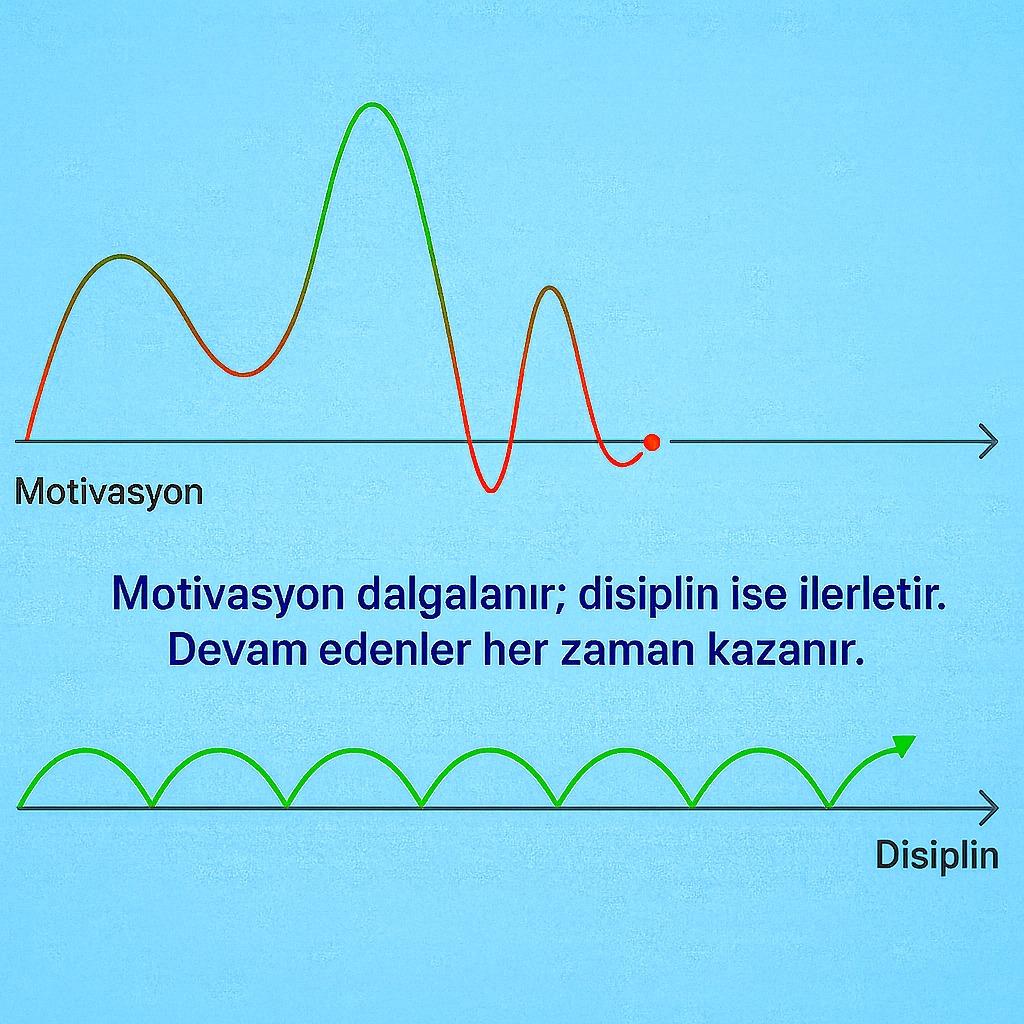 🎯 Motivasyon dalgalanır… 

📈 Zaman zaman yükselir, zaman zaman düşer.

💡 Ancak disiplin çok daha güvenilirdir.
🚶‍♂️ İstek seviyeniz değişse bile, her gün atılan küçük ve tutarlı adımlar uzun vadede büyük fark yaratır.

🔖 #Disiplin #Motivasyon #ProfesyonelGelişim#Alışkanlık